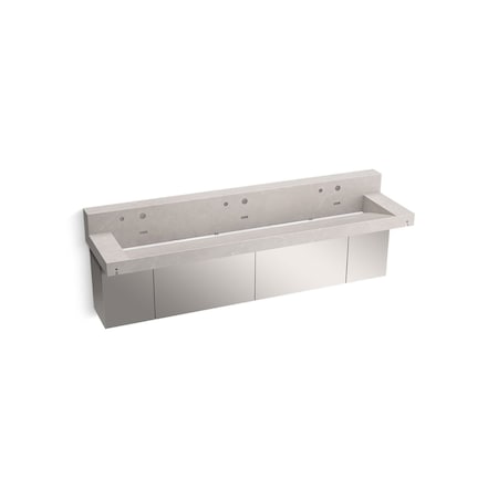 Kohler 90In Wall-Mount Trough Lavatory System With Backsplash In Desertsilver 81028-BSS-KED